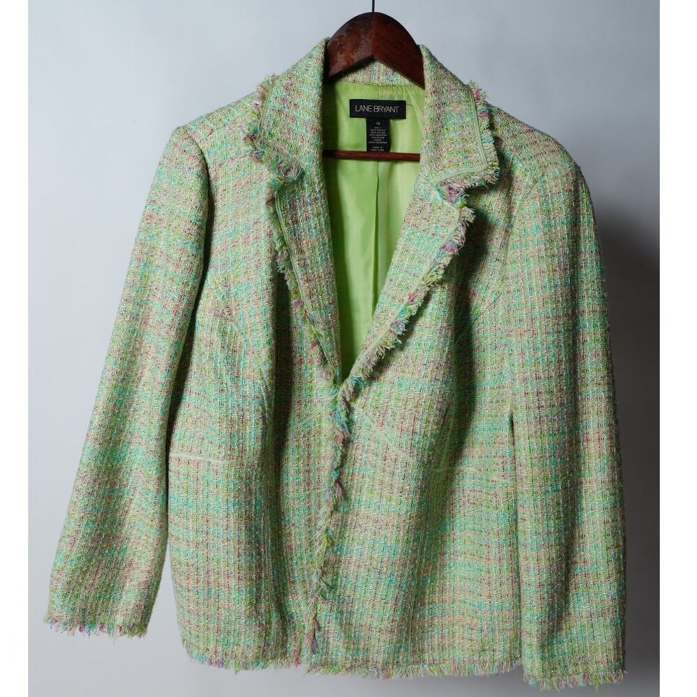 Lane Bryant Green Tweed Blazer Jacket Size 18
